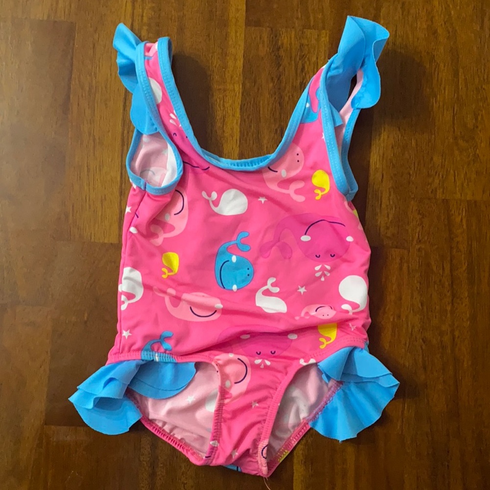 Kids 2T Cute Pink and Blue Whales Swimming Suit